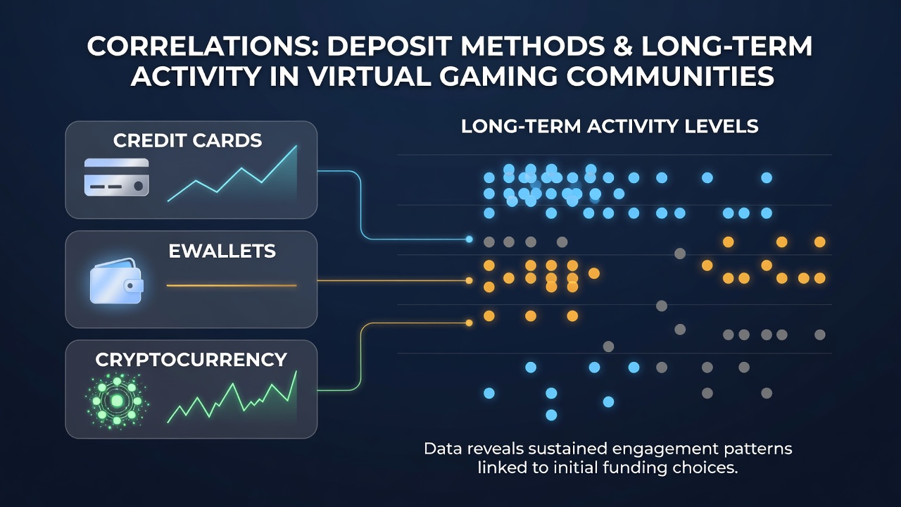 Data charts showing deposit method trends and user activity patterns in virtual gaming platforms
