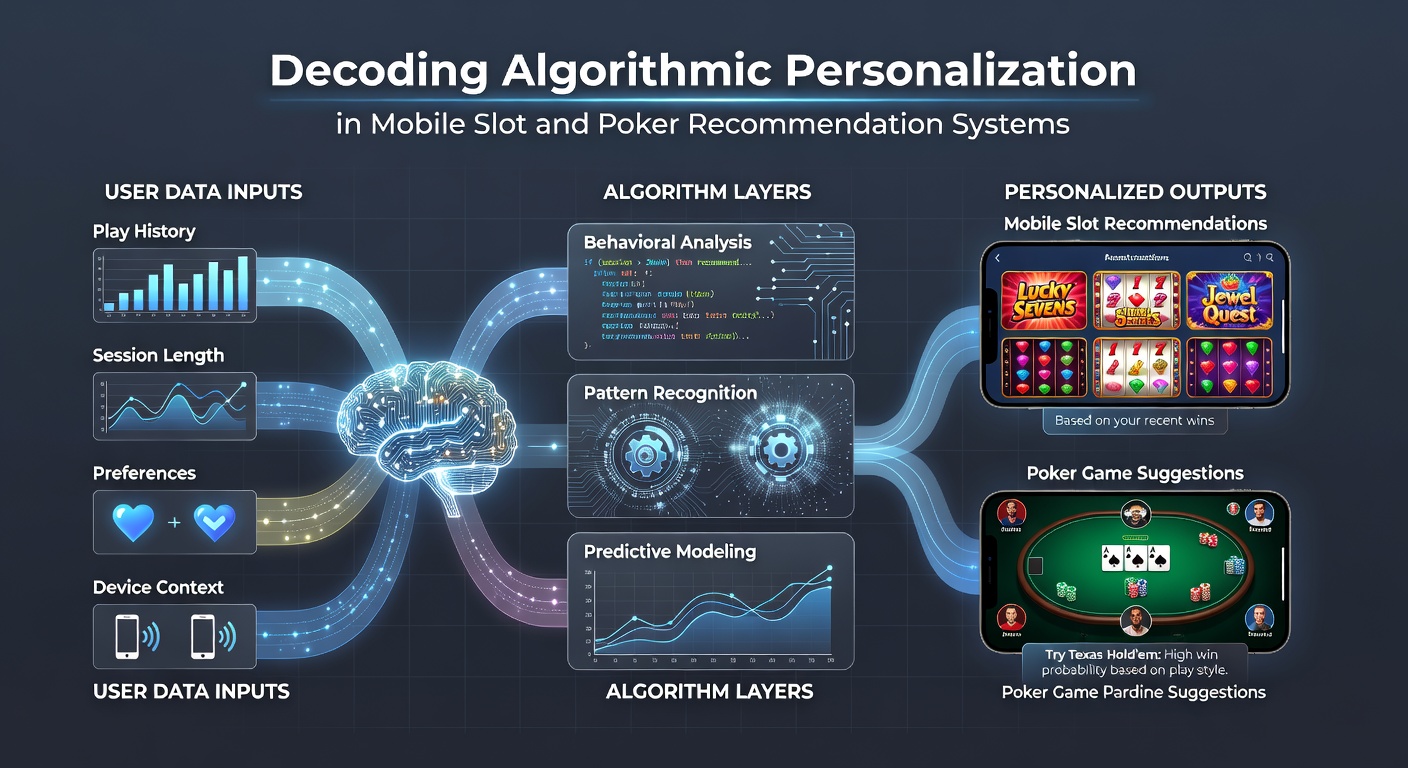 Abstract representation of algorithmic data flows connecting user profiles to slot and poker game recommendations