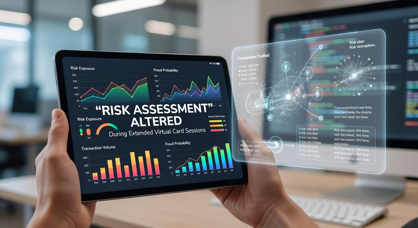 Data visualization dashboard displayed on a handheld device during a virtual card session showing risk metrics and session analytics