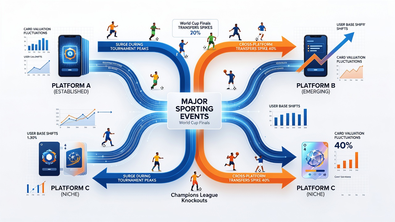 Analytics dashboard showing player activity spikes across card platforms